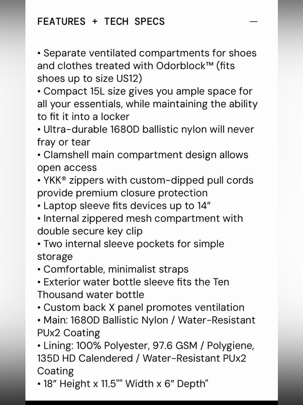 TEN THOUSAND Training Pack 15L Blue Gym Tactical Travel Backpack 18x11.5x6” NEW - Picture 2 of 10